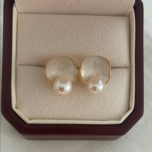 Gold and Pearl Stud Earrings
